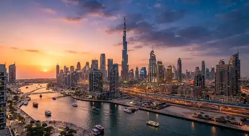 Dubai skyline at sunset for Sobha Central investment